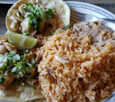 El Valle Mexican Restaurant, Matthews, North Carolina tacos and rice